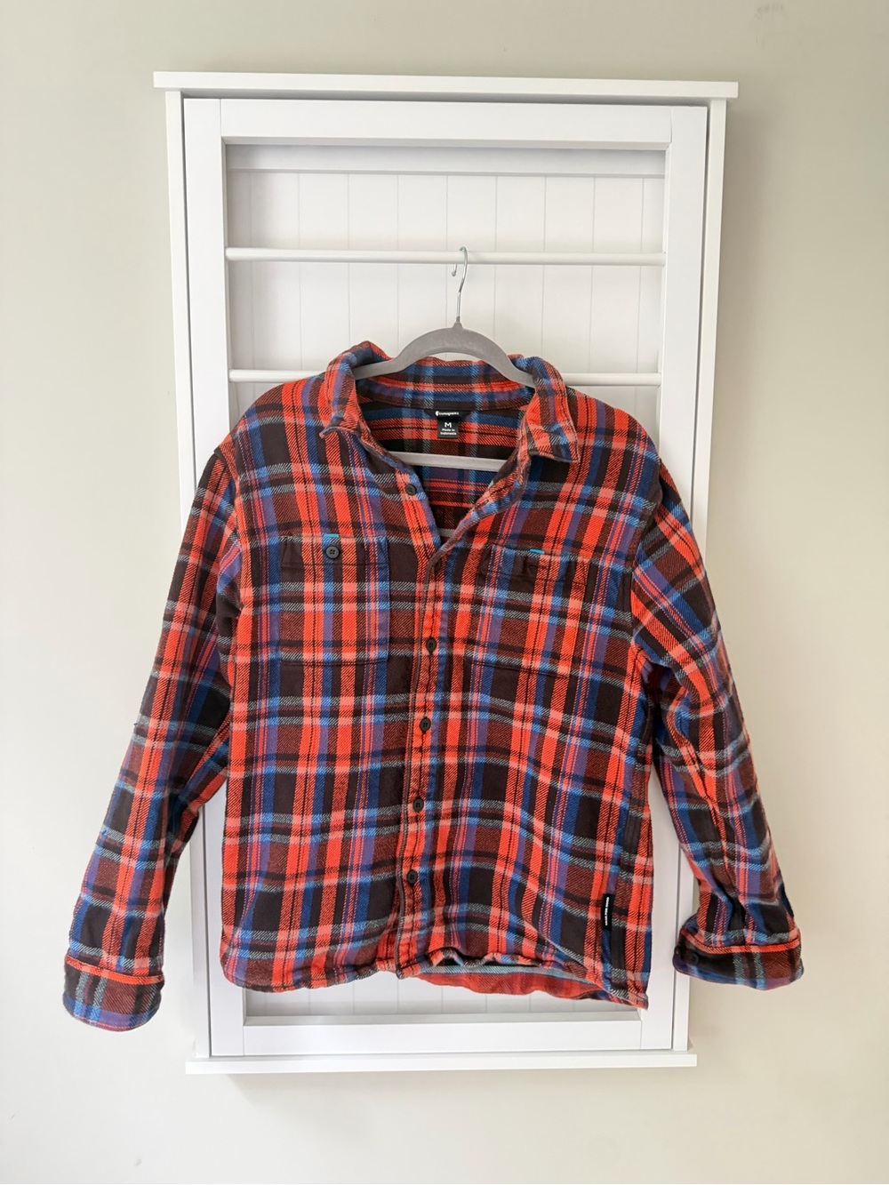Cotopaxi unisex Plaid Organic Cotton Flannel Shirt Orange Blue M